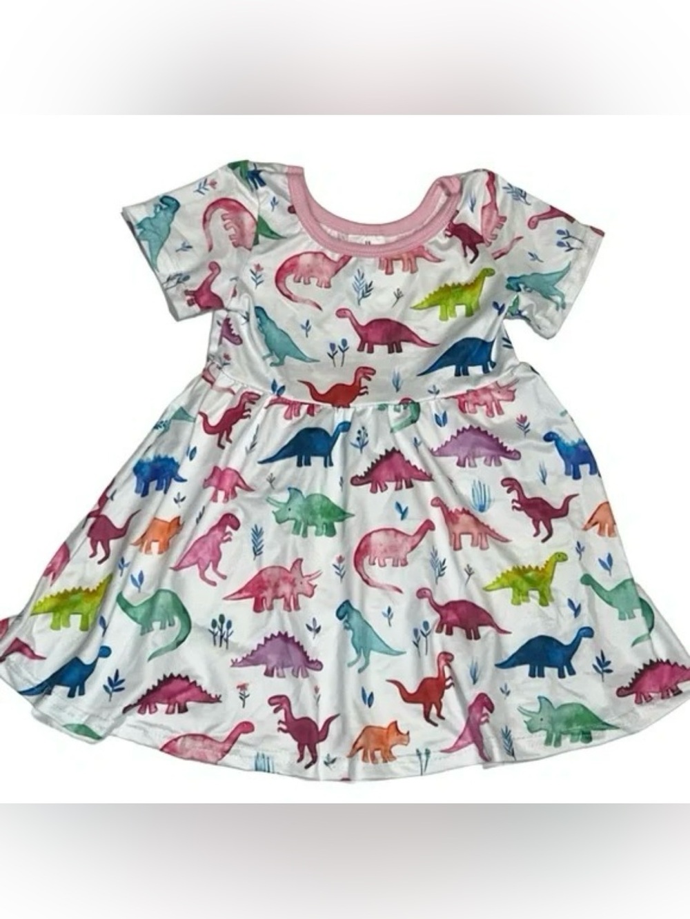New Boutique Girl's Colorful Dinosaur Print Summer Dress